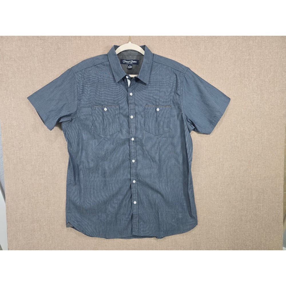 Desert Dunes Mens XL Blue Micro Stripe Short Sleeve Button Down ShirtUN922YMKYC5